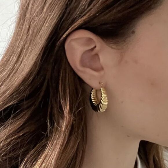 Gold hoop earrings #787 - Picture 2 of 4